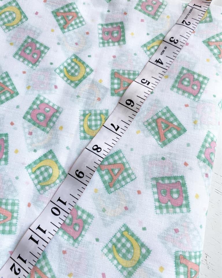 6 YARD Pastel A, B, C's fabric