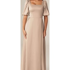 FORMAL PARTY AW SZ 6 S Taupe Etta Satin Prom Party A-line Maxi Dess New b87