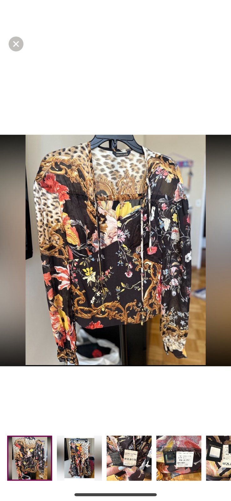 Roberto Cavalli FLORAL LEOPARD Matching Blouse/Skirt Set Size EU 42 circa 2005