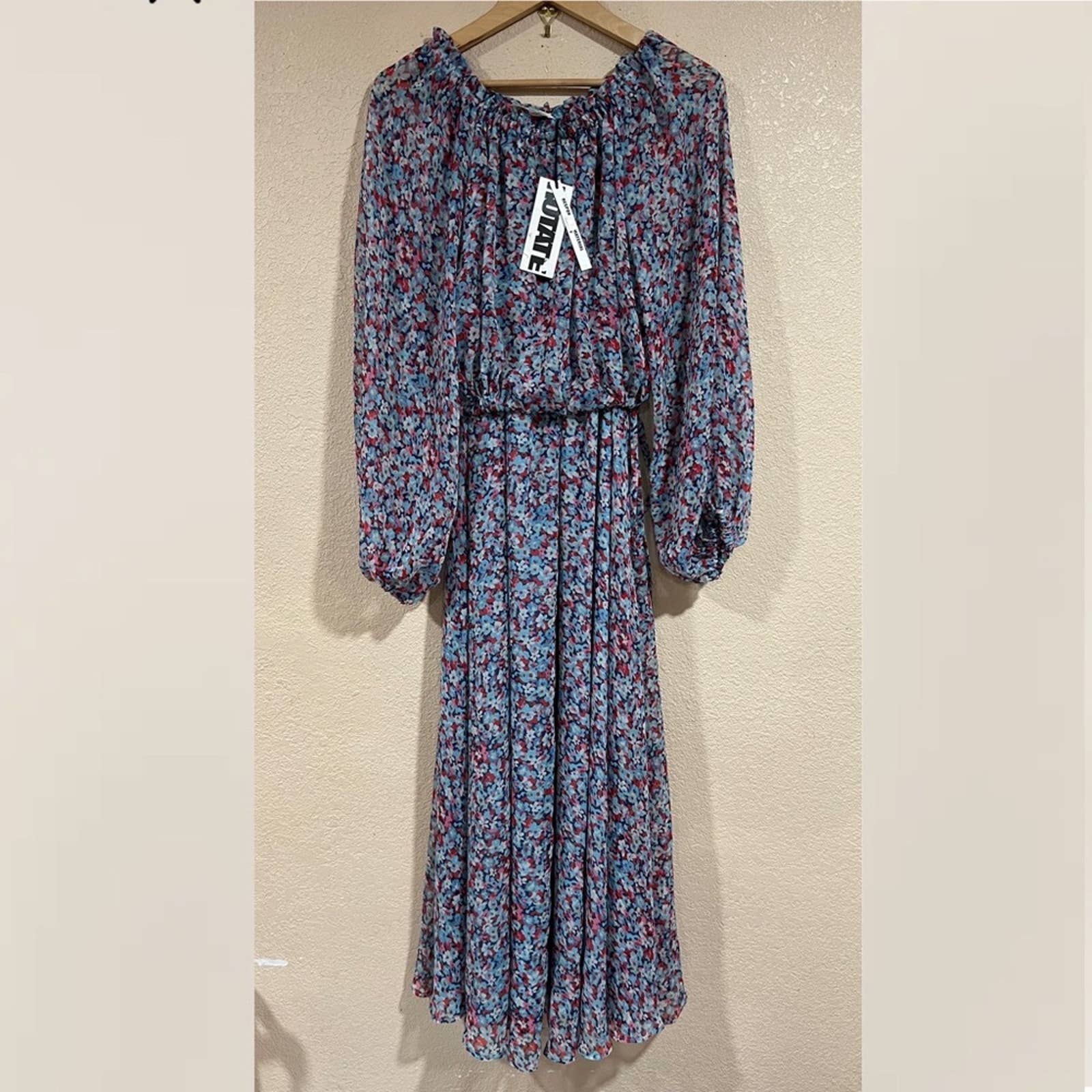 NWT NEW ROTATE Birger Christensen Carly Long Sleeve Recycled Floral Maxi Dress