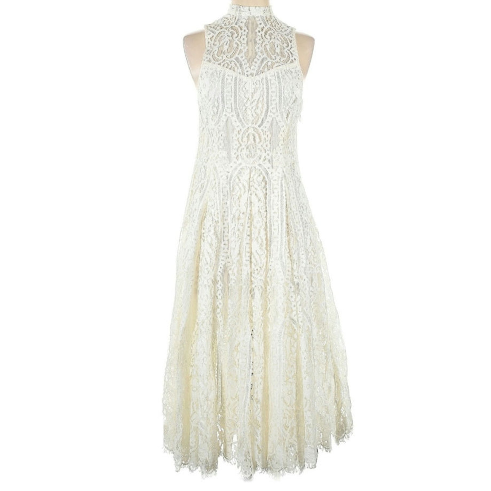 Free People Angel Rays White Midi Lace Dress