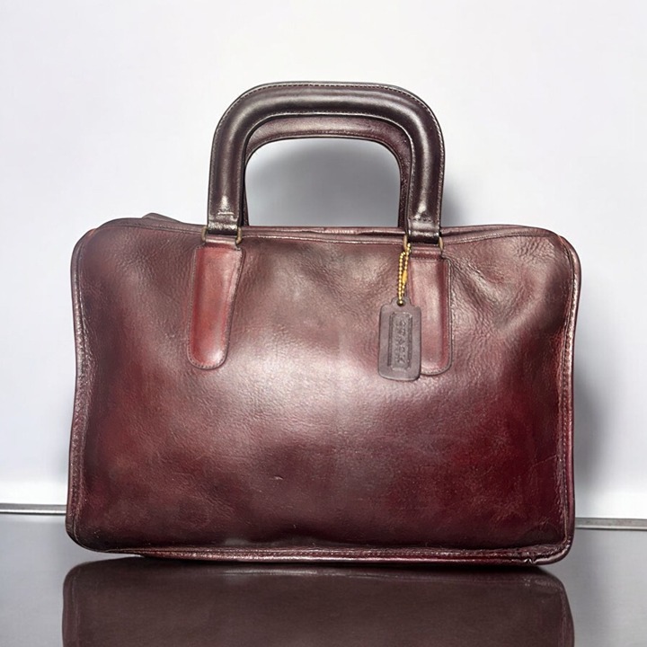 VTG Coach Purse Burgundy Leather Slim Satchel Standard 70s-80s NYC Glue In Creed