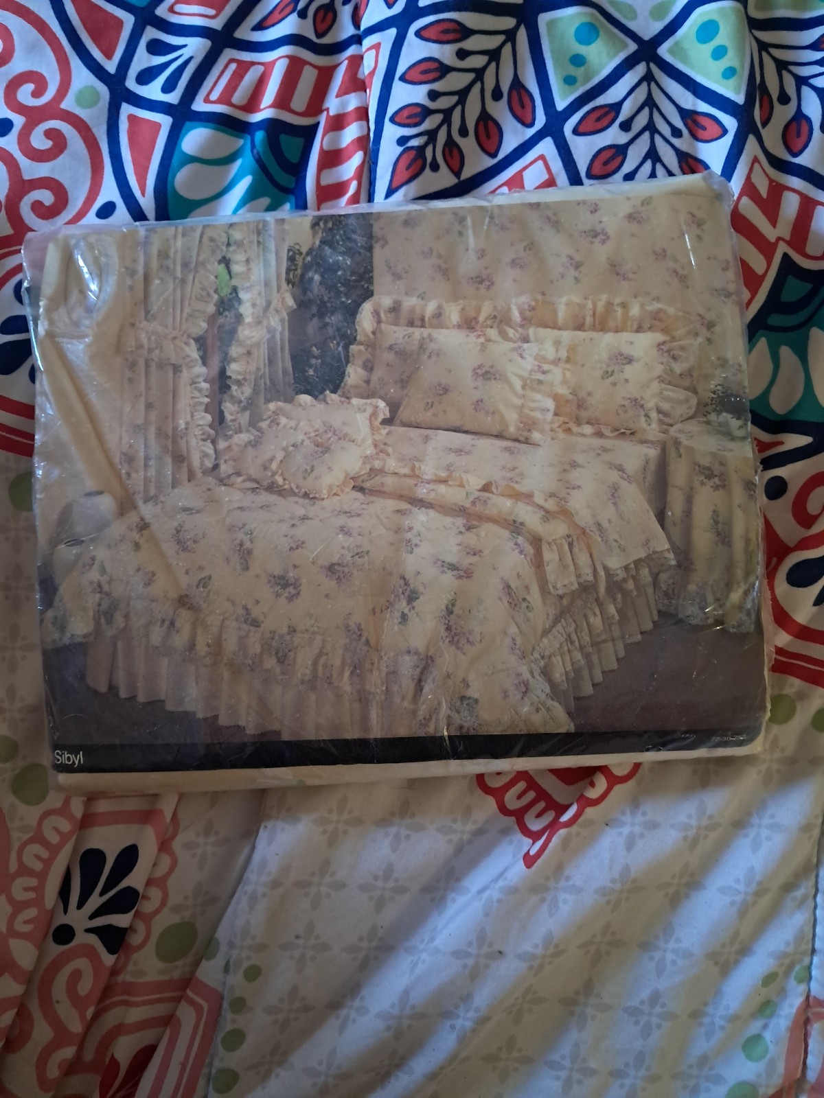 Vintage JCPENNEY Queen Size flat sibyl purple floral sheet new