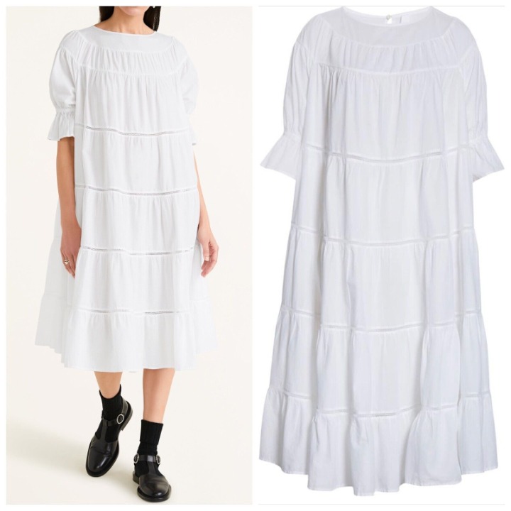 Merlette Paradis Open Tier Lace Long Dress Cotton White Size L 440