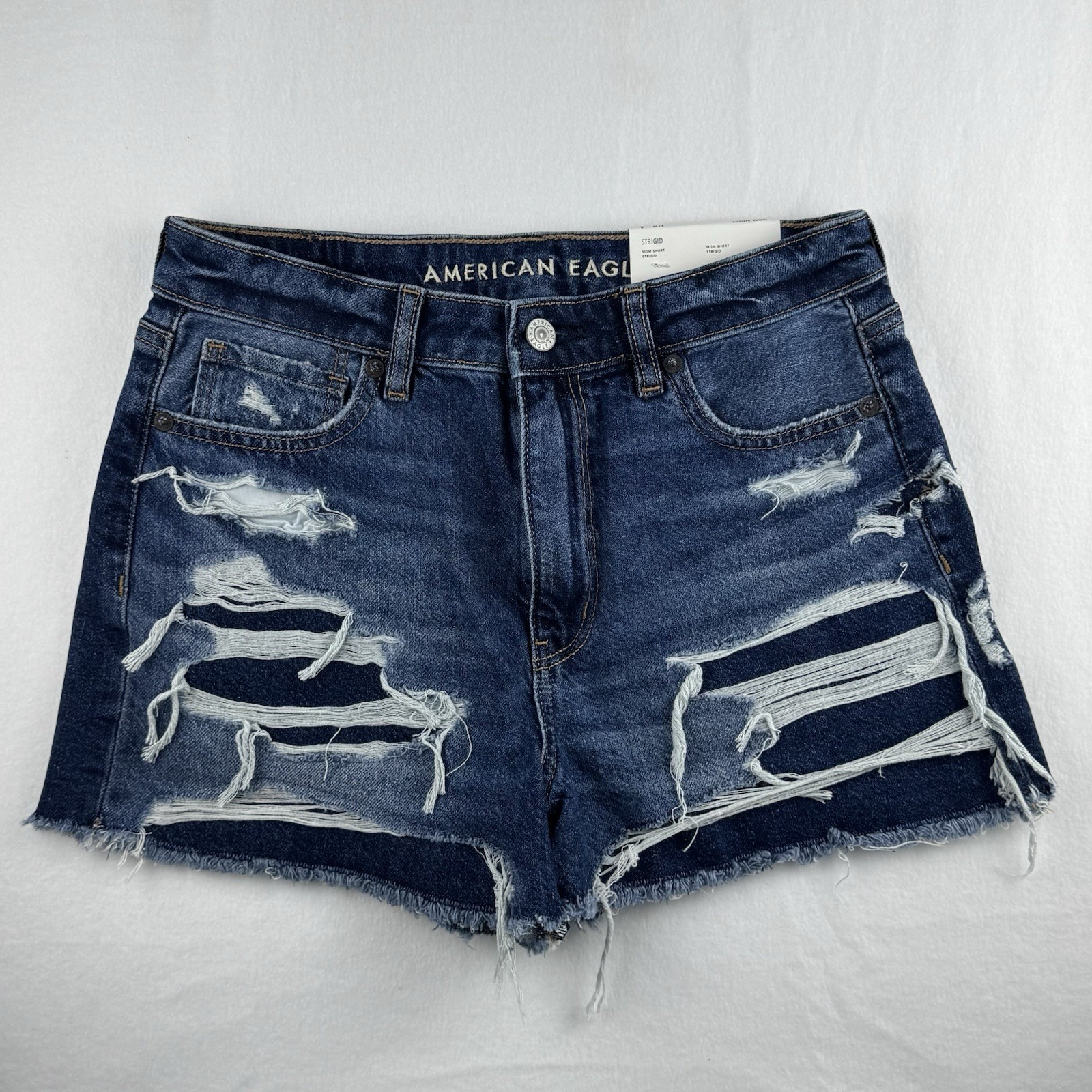 American Eagle Woman's Mom Short Size 4/27 Super High Rise Stretch Blue