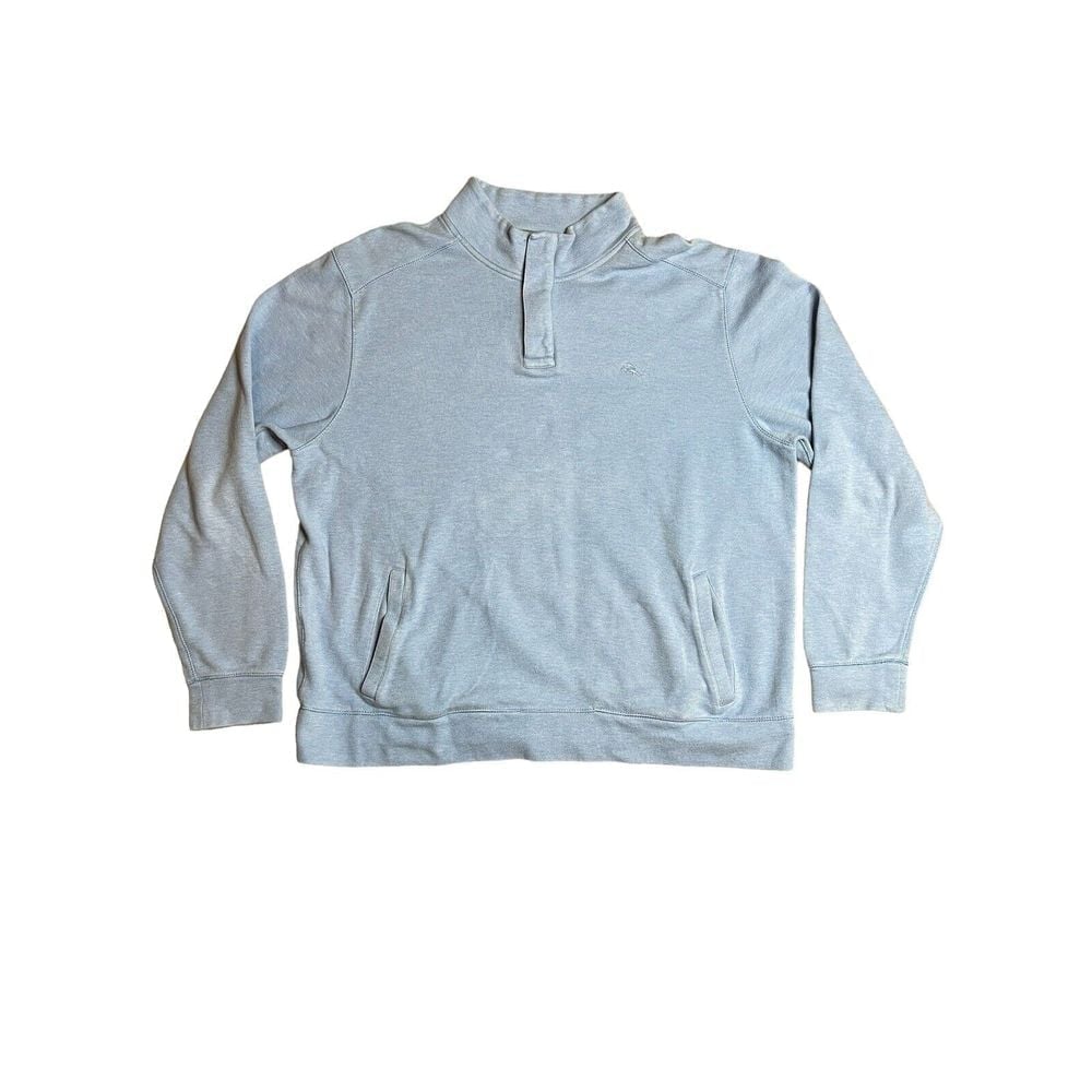 Tommy Bahama Loong Sleeve Pullover Pocketed Blue 1/4 Hidden Zipper XL TG
