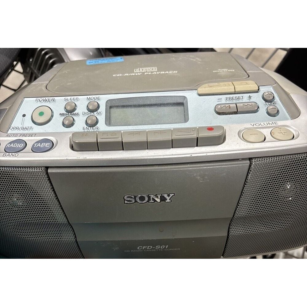 Sony CFD-S01 AM FM Radio Cassette Recorder CD Player Portable Boom Box TESTED