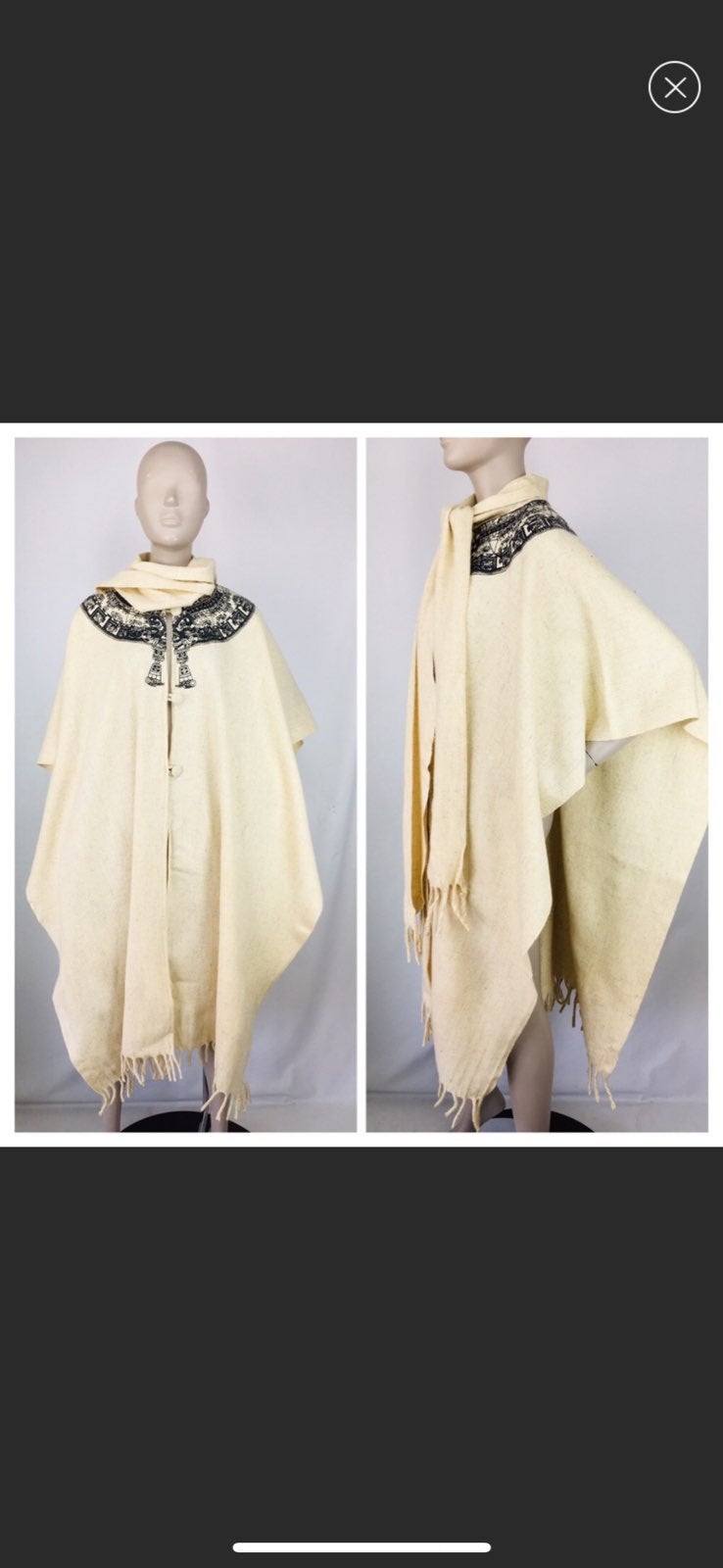 Vintage aztec wool poncho