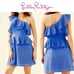 Lily Pulitzer Josey Dress Blue Eyelet Lace One Shoulder size 6 NWT