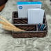 Vintage Rectangle Wicker / Rattan Woven Desk Organizer 4 Section