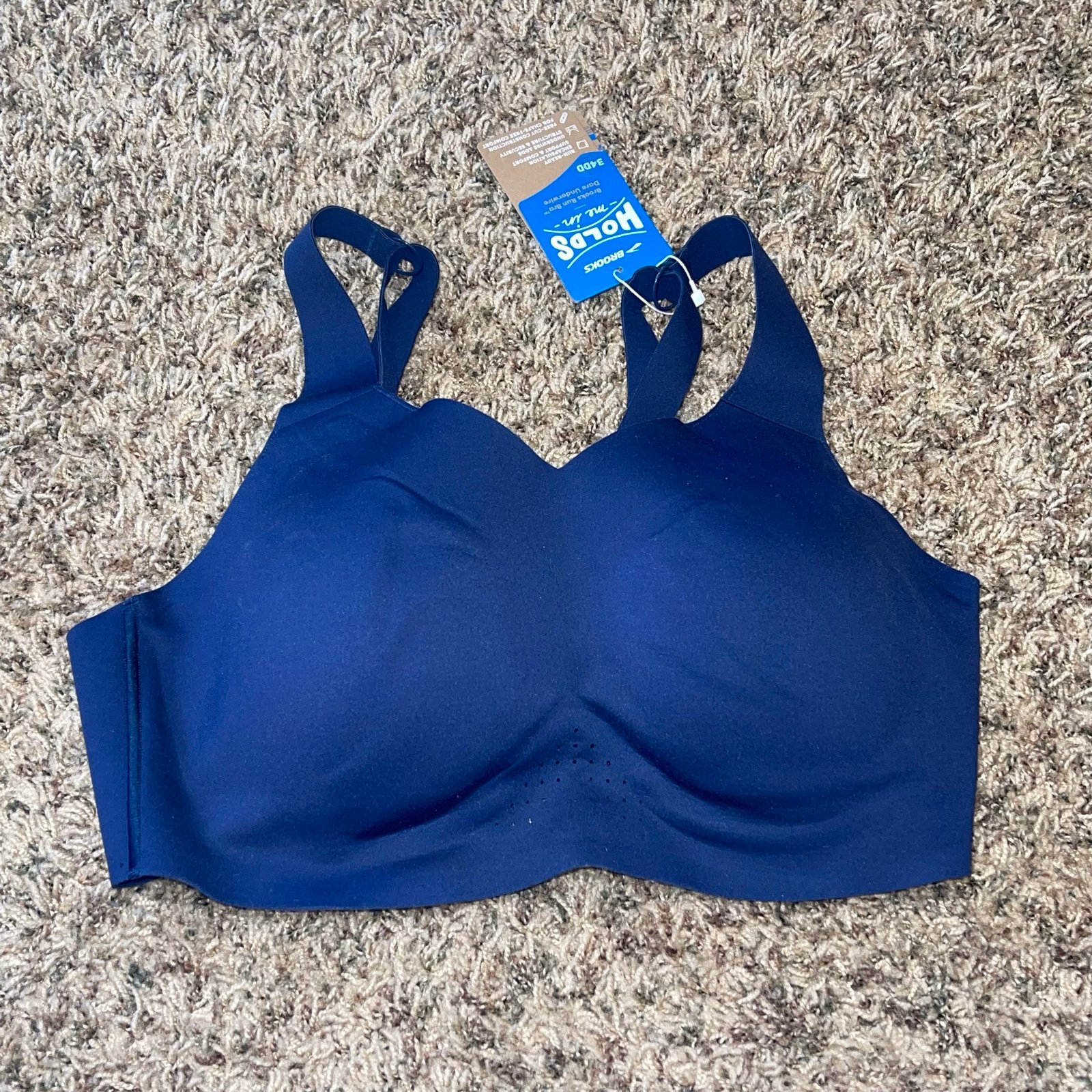 Brooks Dare Underwire Run Bra Navy Blue Size 34DD Style 350078451 New