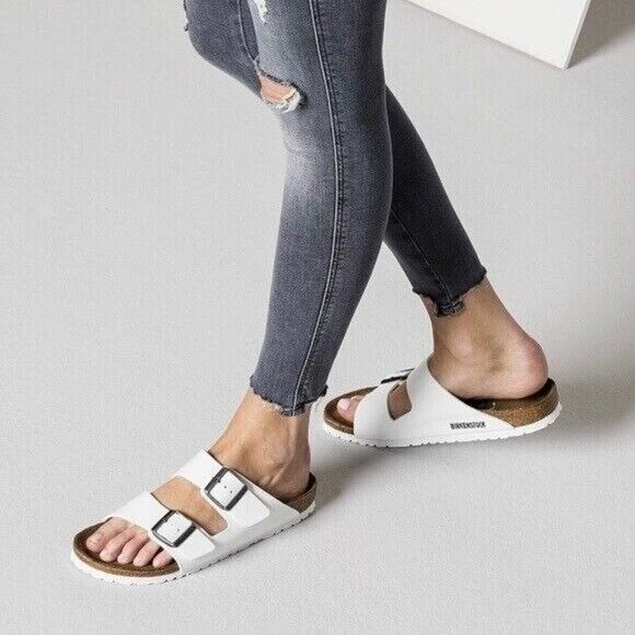 Birkenstock Arizona White Birko Flor Sandal Slide EU 38 Womens US 7- 7.5