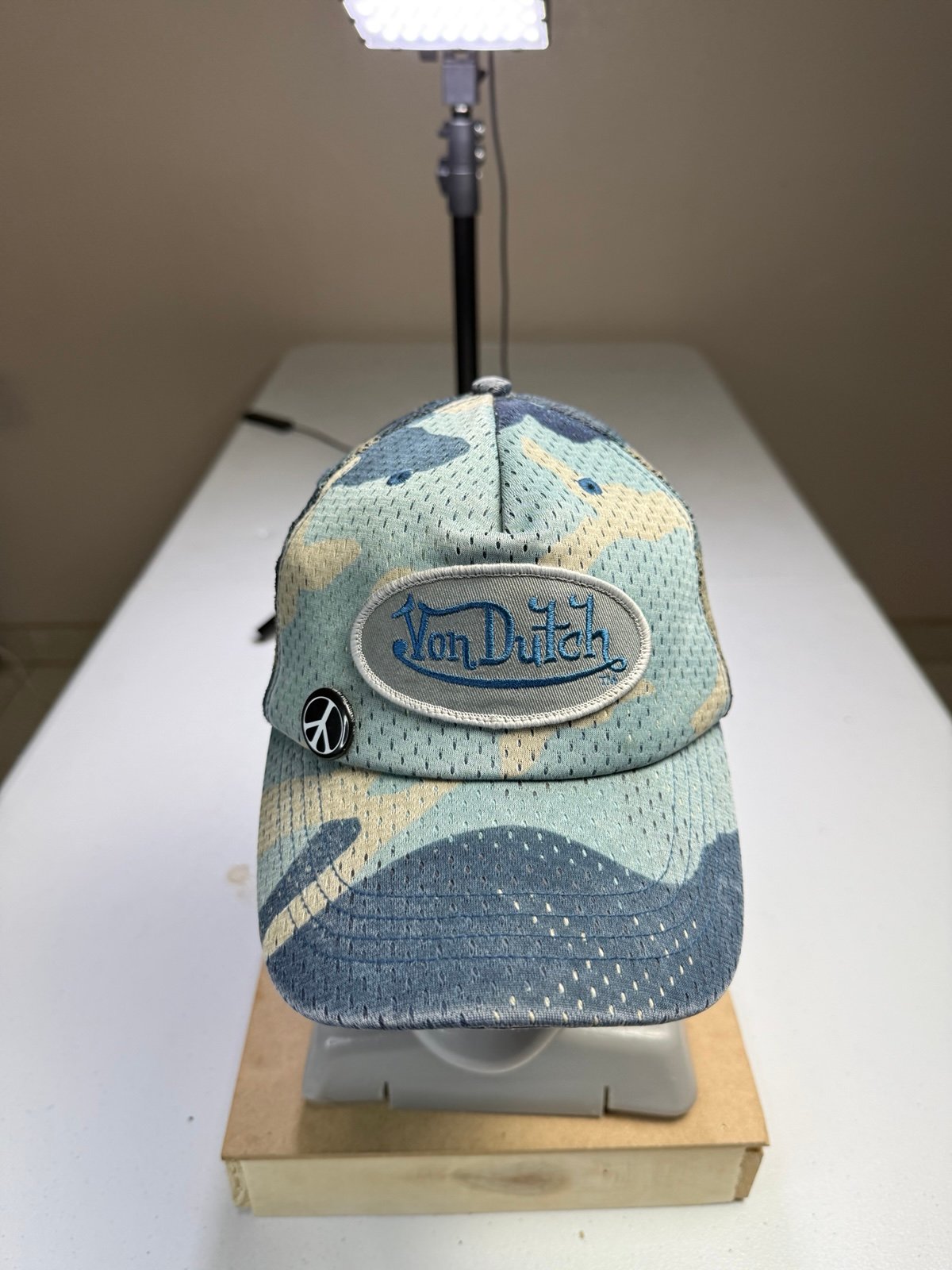 Vintage Von Dutch Blue Camo Mesh Trucker Hat Cap Y2K Logo Men's