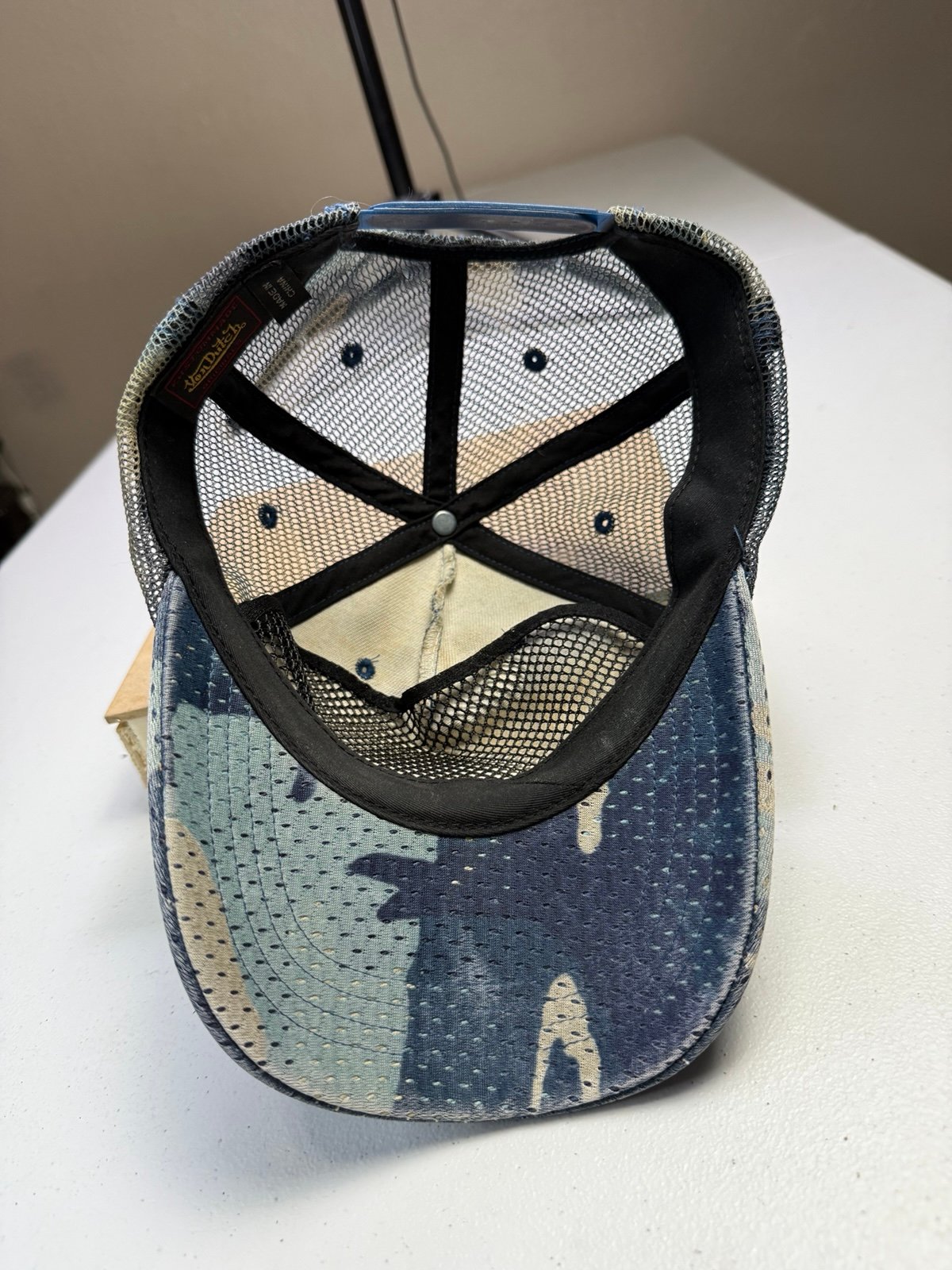 Vintage Von Dutch Blue Camo Mesh Trucker Hat Cap Y2K Logo Men's
