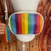 Kate Spade Kourtney rainbow stripe camera bag crossbody with tasssel gay pride