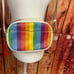 Kate Spade Kourtney rainbow stripe camera bag crossbody with tasssel gay pride