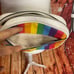 Kate Spade Kourtney rainbow stripe camera bag crossbody with tasssel gay pride