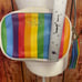 Kate Spade Kourtney rainbow stripe camera bag crossbody with tasssel gay pride