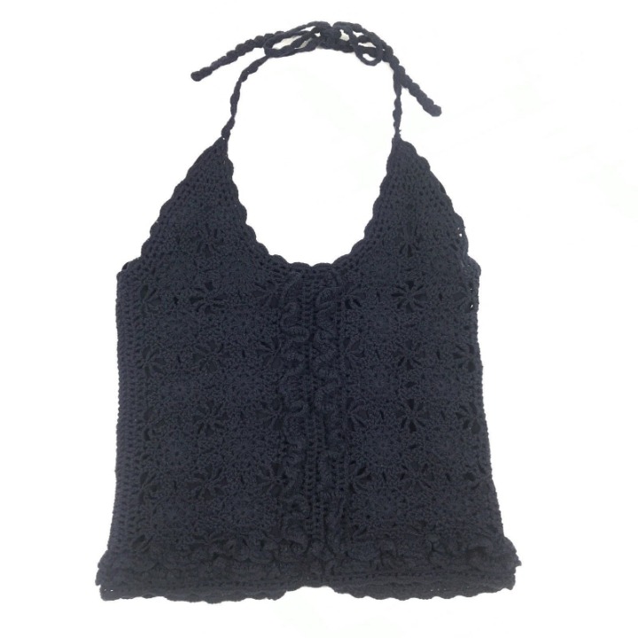 Vintage Laura Ashley Crocheted Halter L