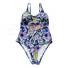 ROBERTA ROLLER RABBIT One Piece Chachas Scoop Multi Swimsuit Floral White Blue