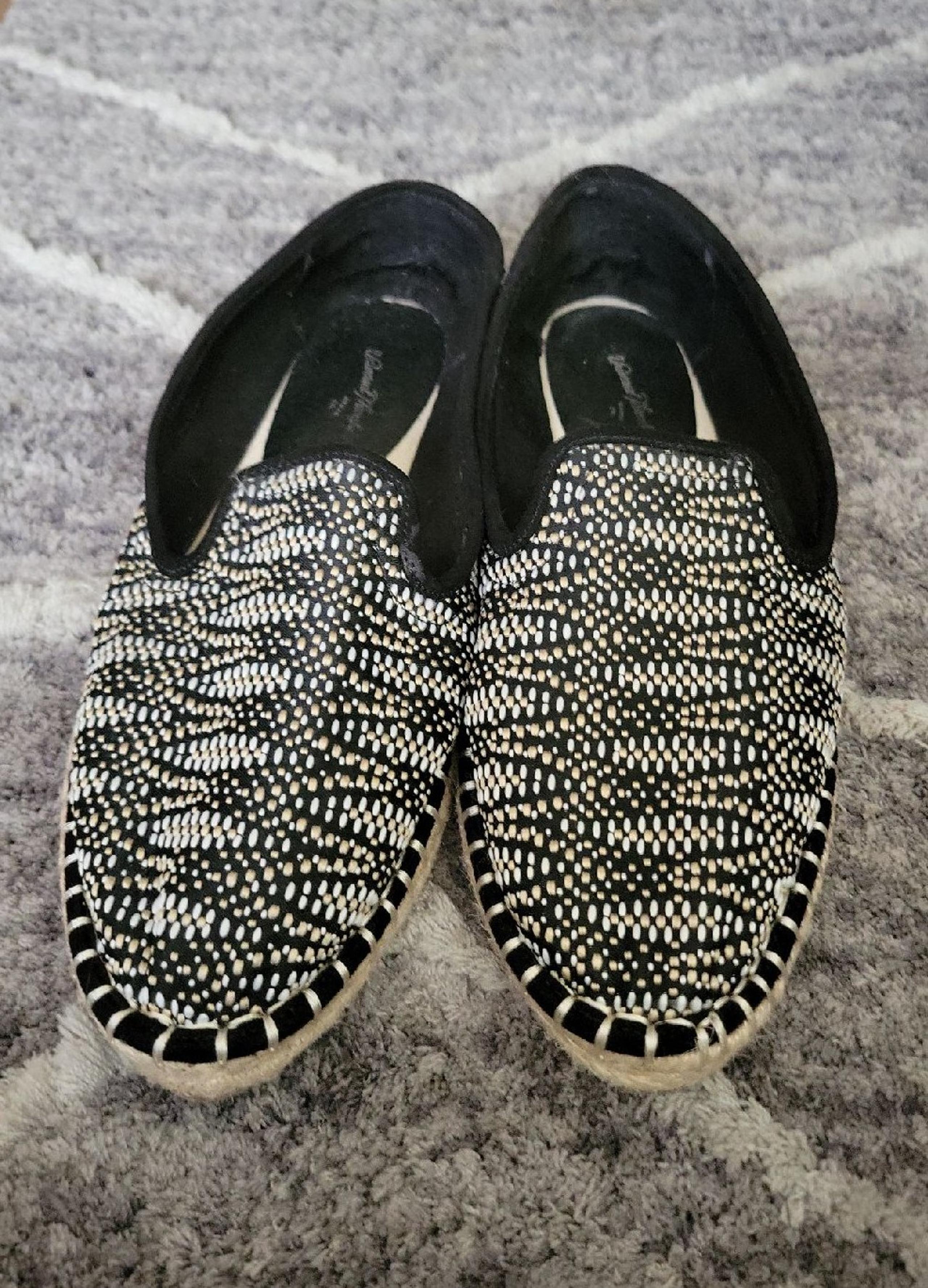 Black/Gold/White  espadrille shoes size 9