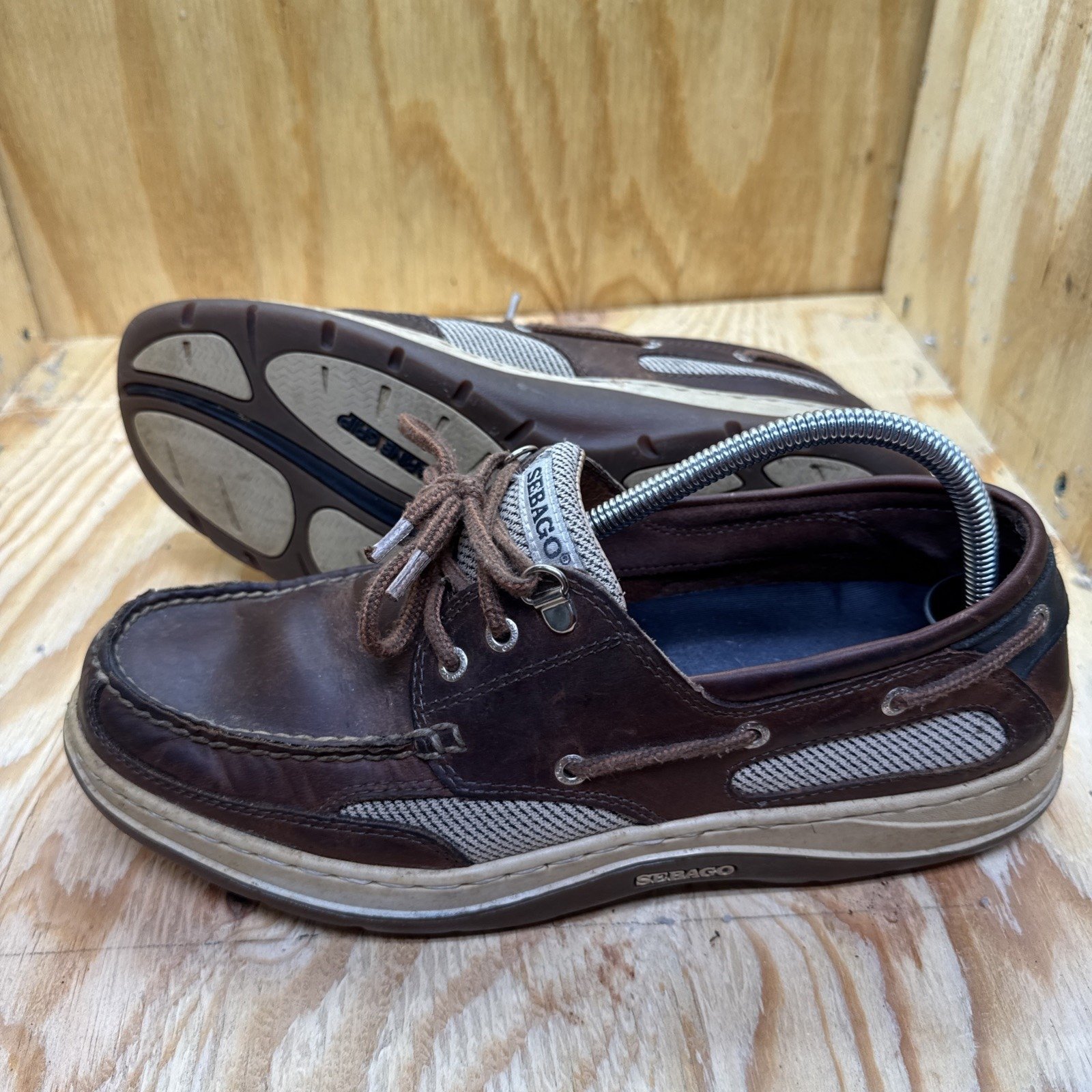 Sebago Clovehitch II Shoes Mens 10M Brown Leather Boat Shoes Fisherman Lace Up