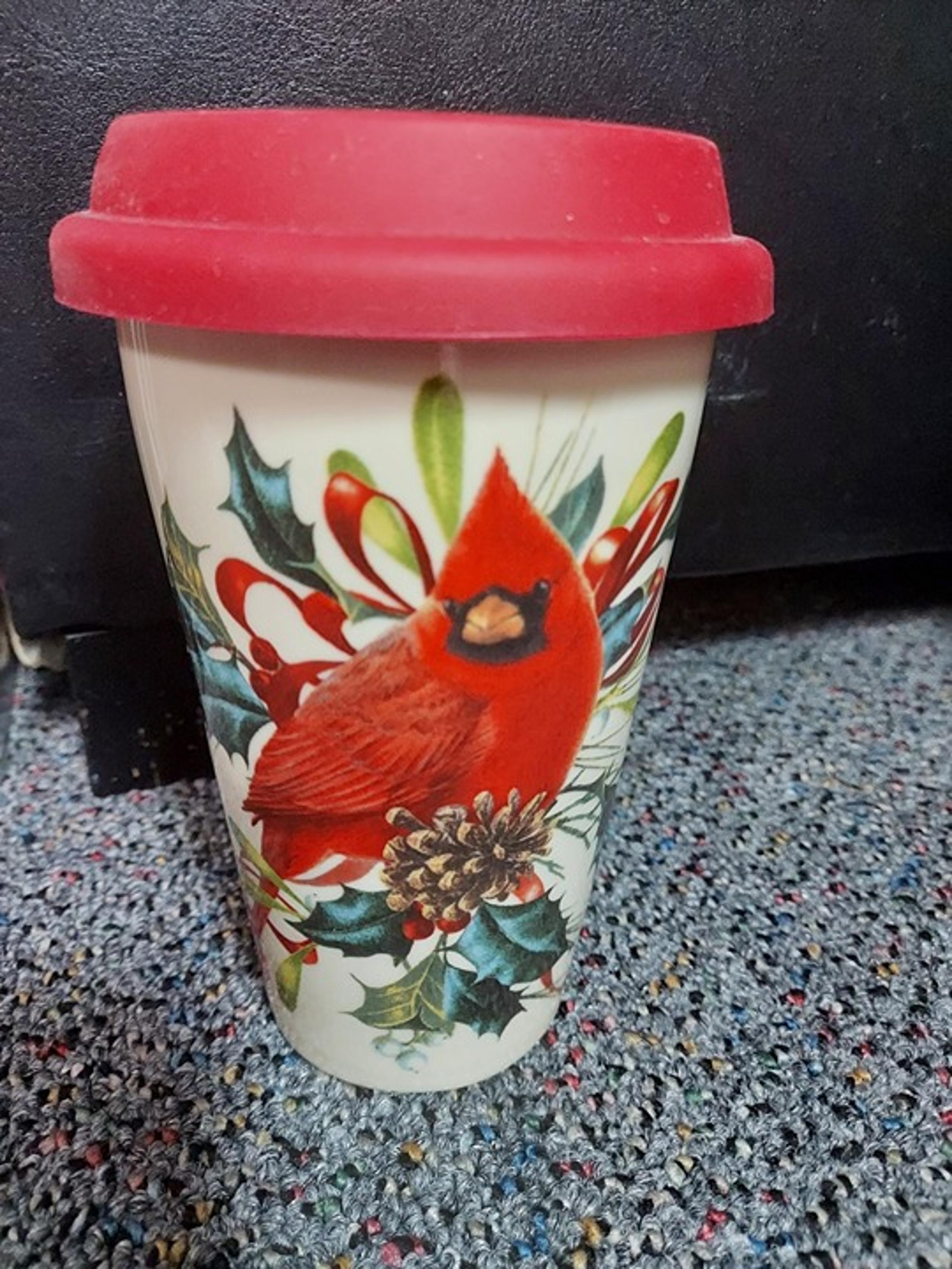 Lenox Cardinal Bird Ceramic Insulated Travel Coffee Mug
