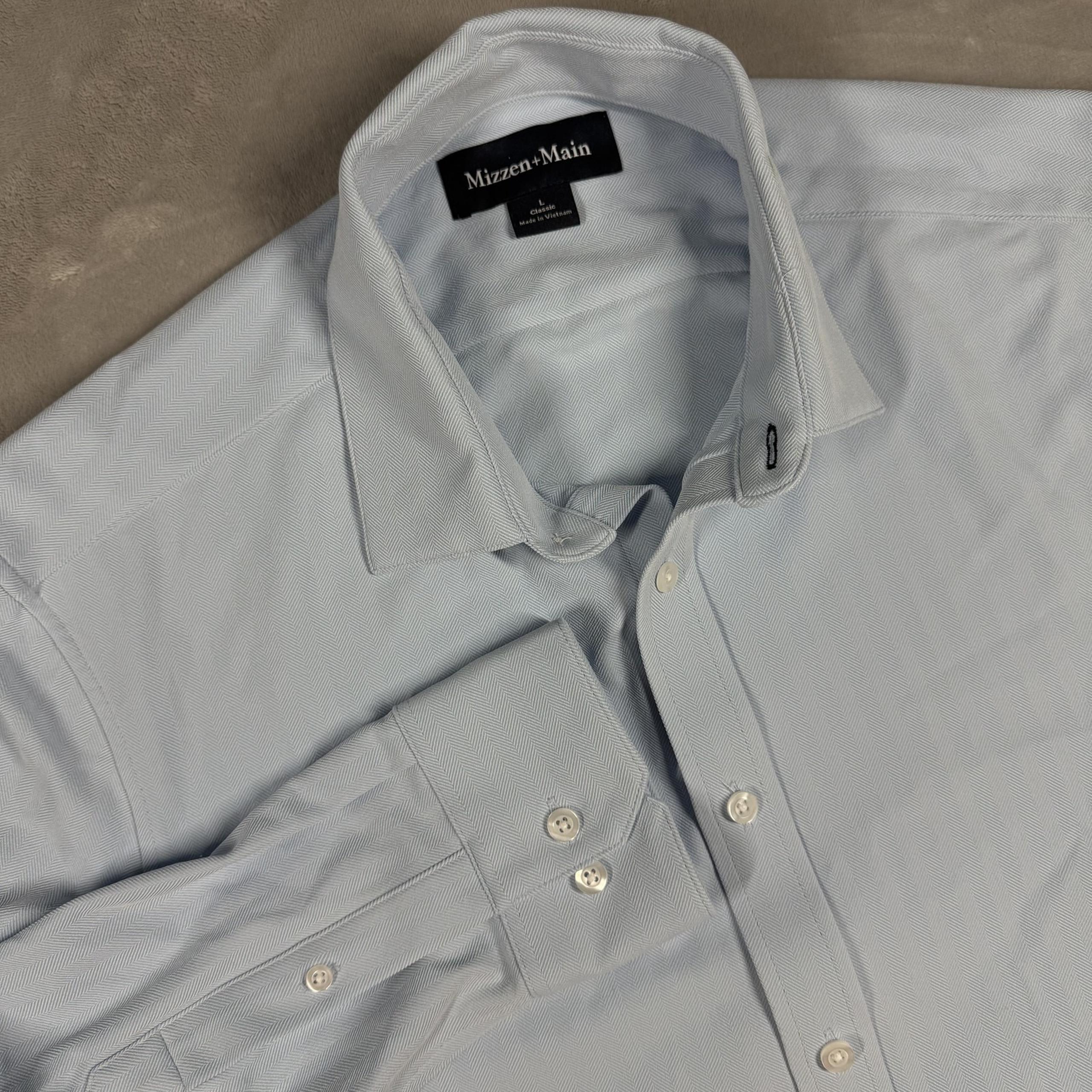 Mizzen+Main Shirt Mens Large Classic Stretch Dress Performance Button Up 1KS-210