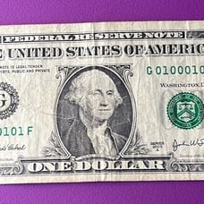 Rare Binary Fancy Serial Number 01000101 Series 2003-A US One 1 Bill