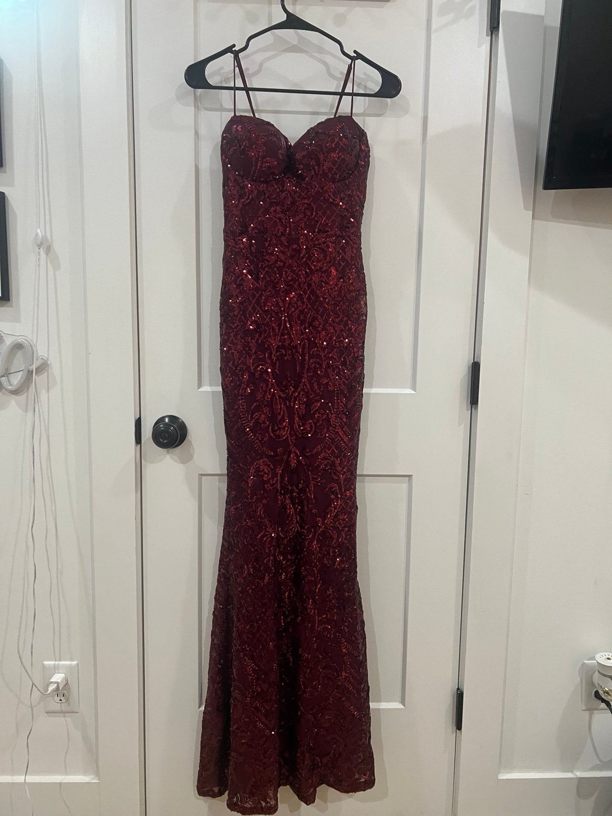 Windsor Burgundy/Deep Wine Red Sequin Prom Dress, Formal Gown, Gorgeous like new