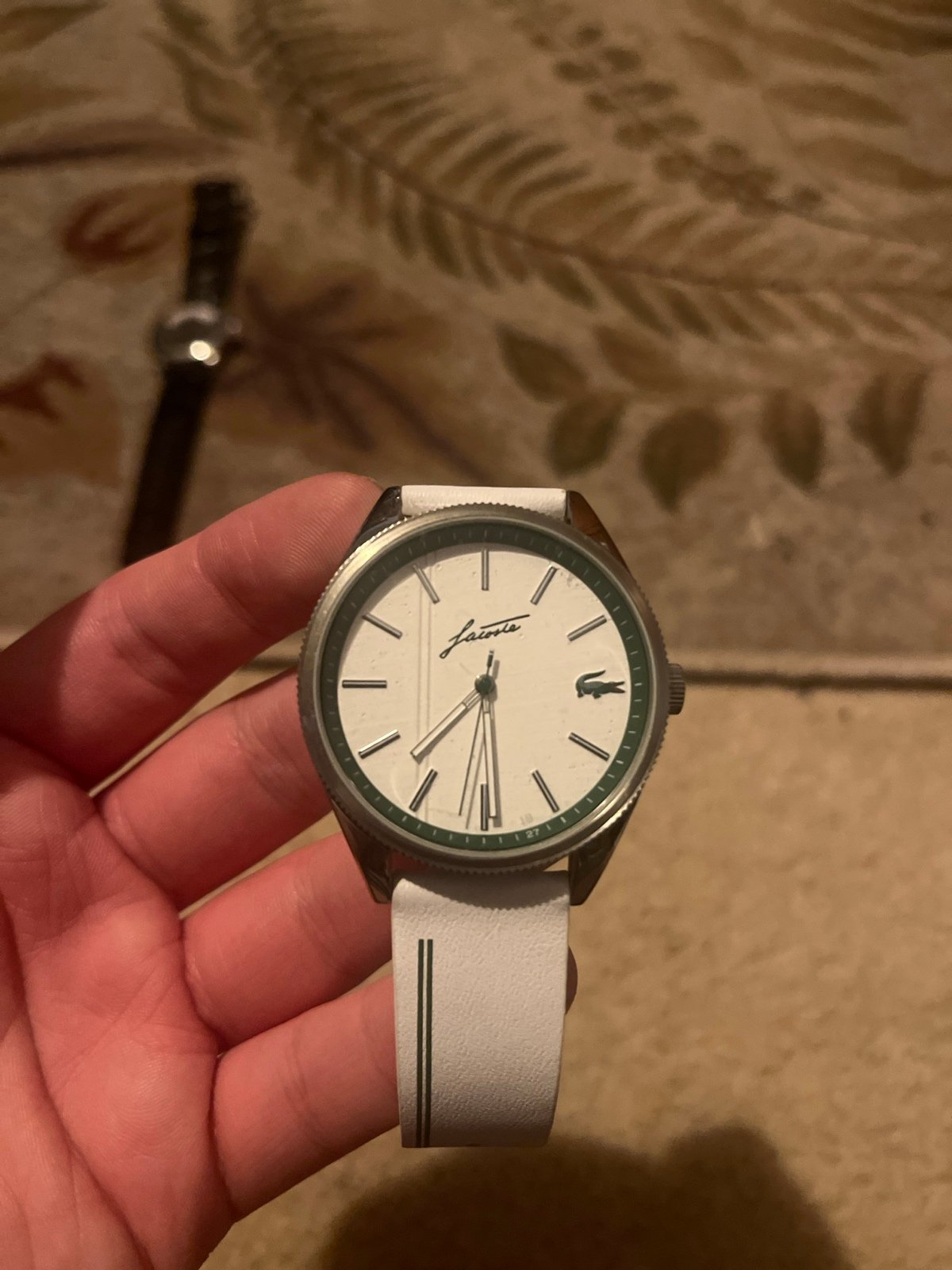 Lacoste Men's Heritage White Leat her Strap Watch 42mm