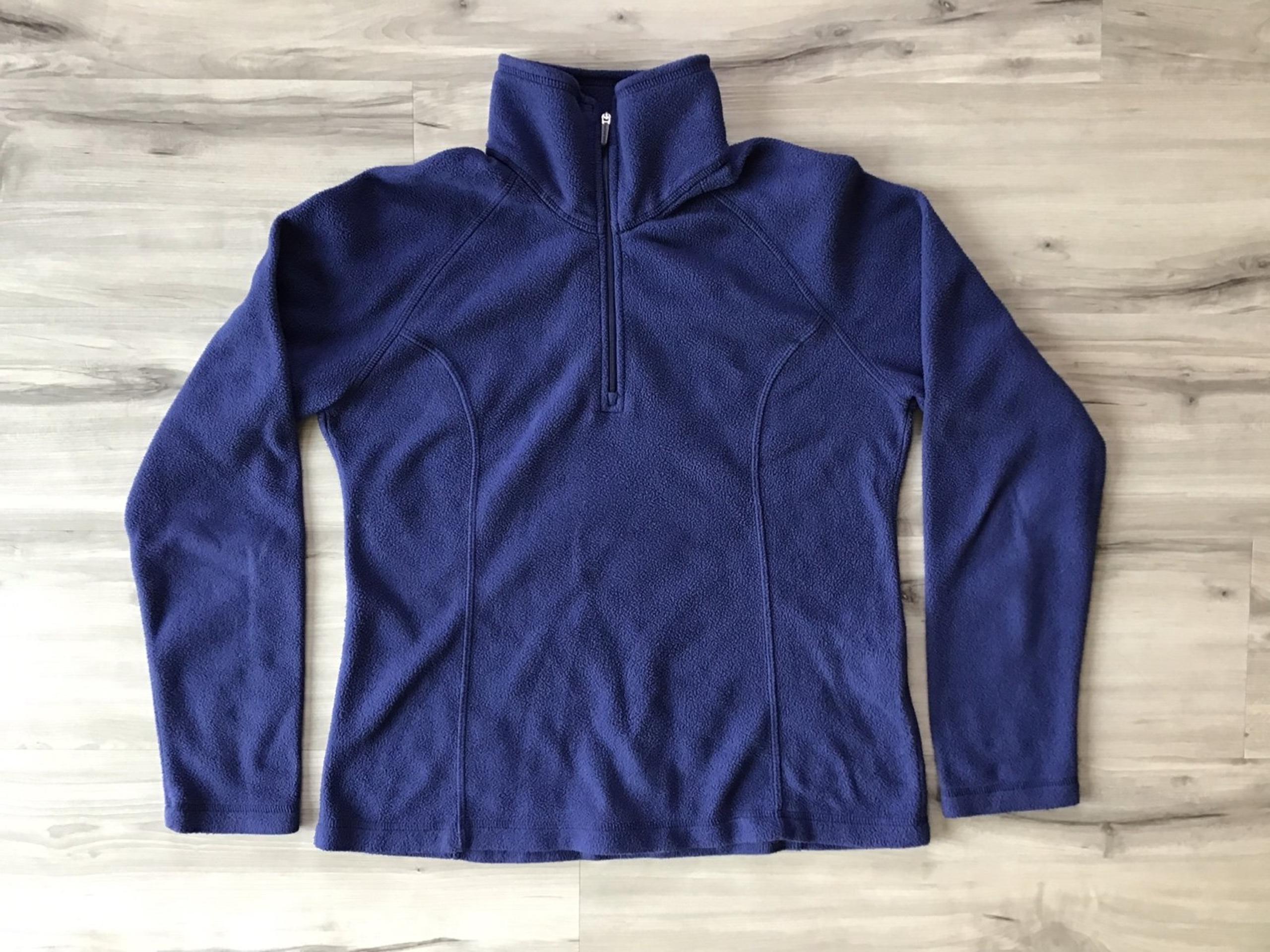 Lands’ End Pullover Jacket Women’s Size S, 6-8 Pockets 1/4 Zip Therma Check Blue