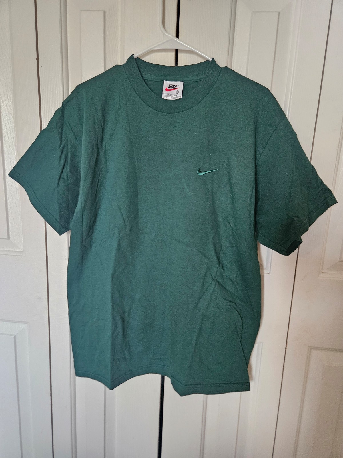 Vintage Nike essential crewneck Tee t shirt forest green embroidered swoosh XL