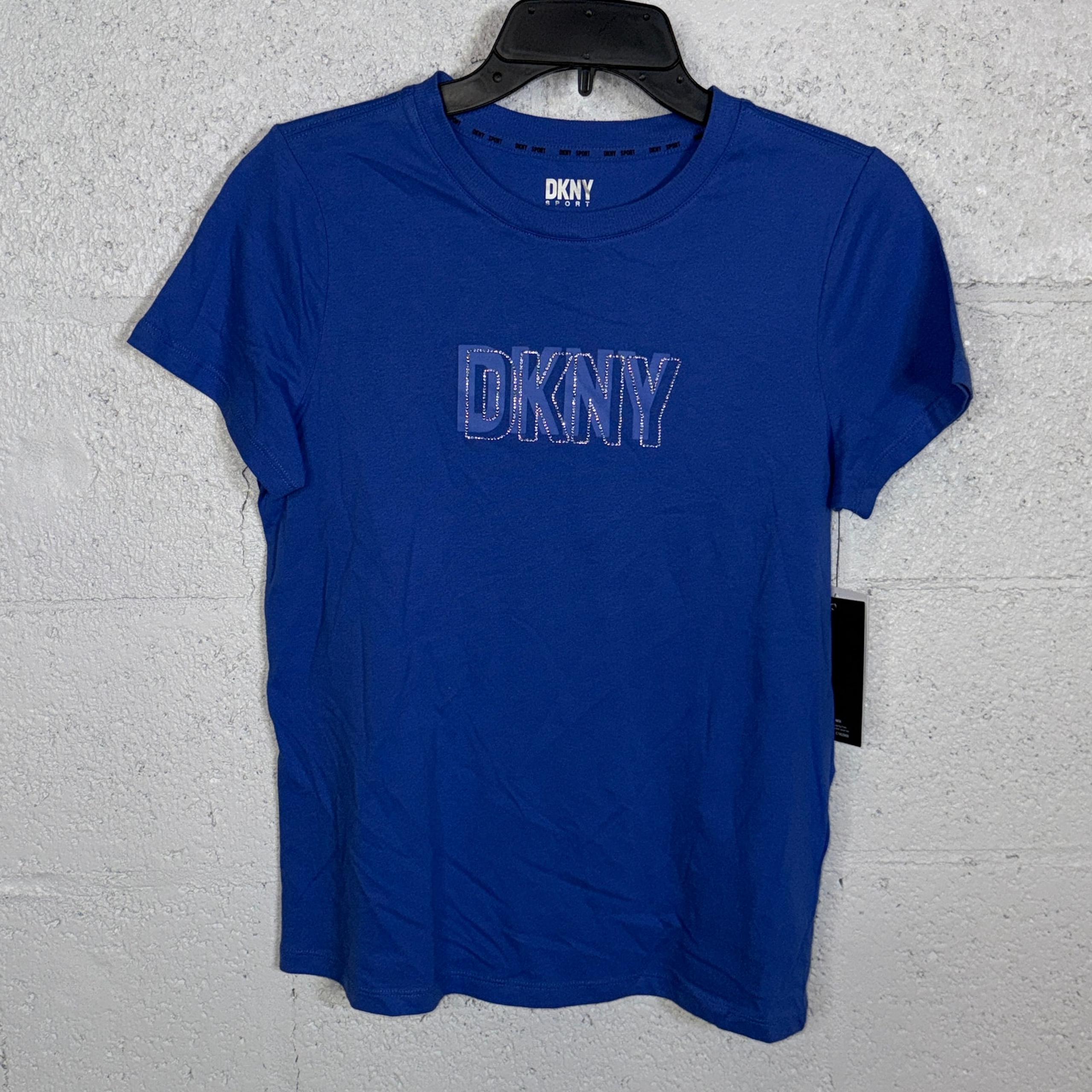 Dkny Sport Women's Cotton Embellished-Logo T-Shirt blue XS