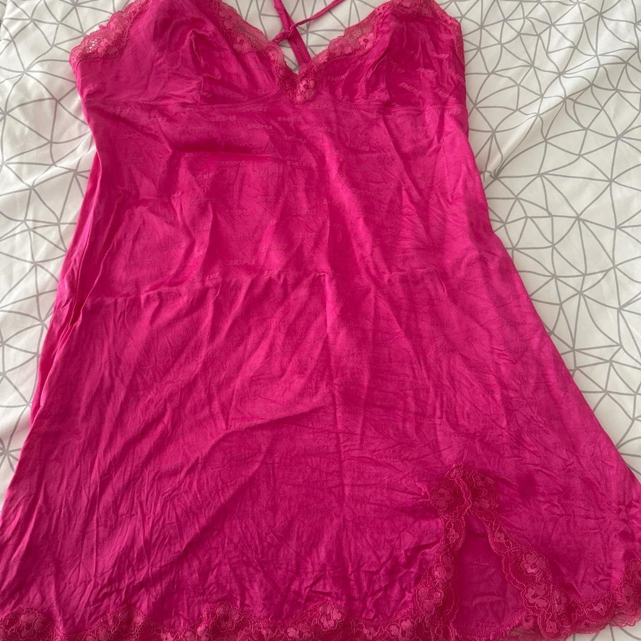 SKIMS Pink Lace Slit Dress