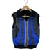 Free People Bubble Puffer Vest Knit Back Mock Neck Full Zip Blue Black Sz Large