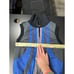 Free People Bubble Puffer Vest Knit Back Mock Neck Full Zip Blue Black Sz Large