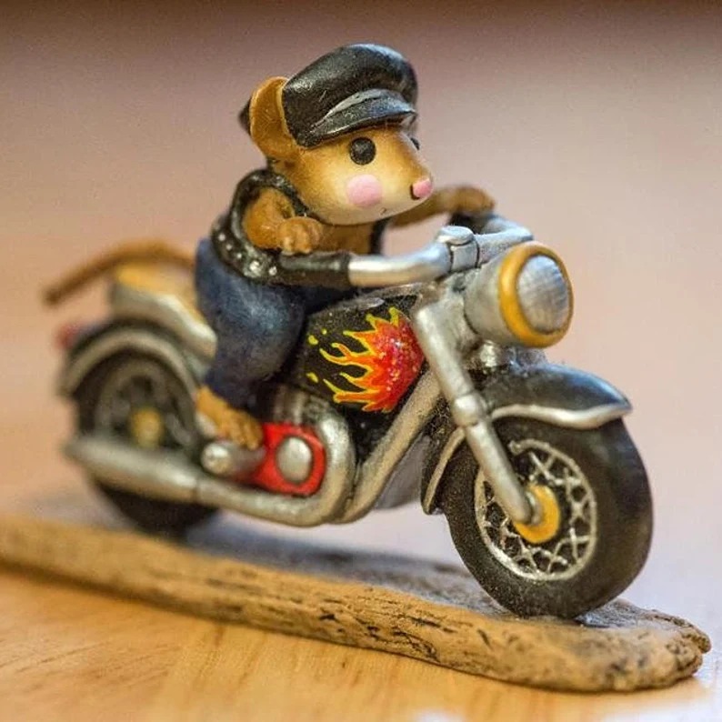 Wee Forest Folk M-314 Sparkey on Black Motorcycle