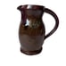 Signed Studio Stoneware Pottery Pitcher Multi Colored Iorn Red Glaze