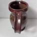 Signed Studio Stoneware Pottery Pitcher Multi Colored Iorn Red Glaze