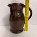 Signed Studio Stoneware Pottery Pitcher Multi Colored Iorn Red Glaze