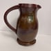 Signed Studio Stoneware Pottery Pitcher Multi Colored Iorn Red Glaze