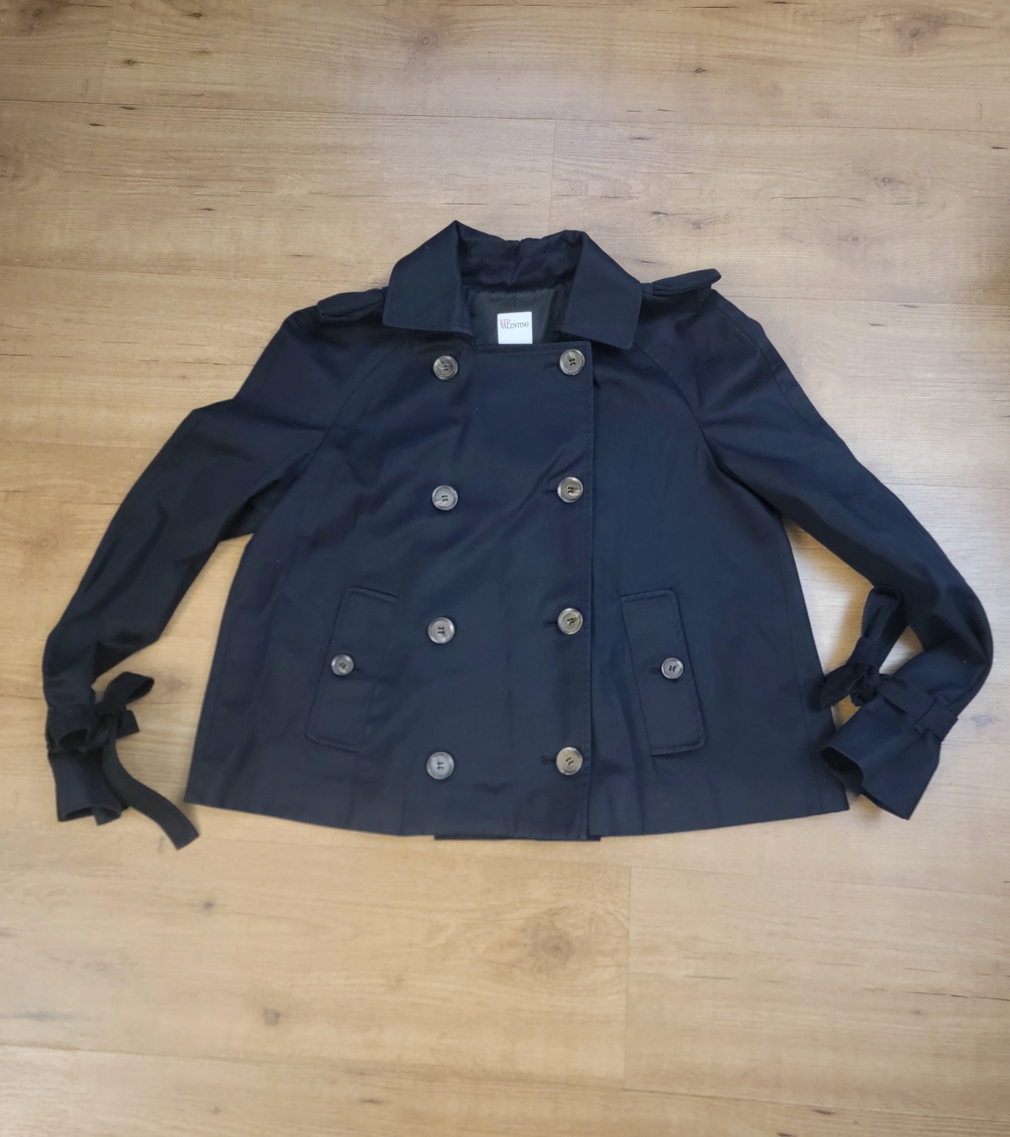 RED VALENTINO Black Double Breasted Short Trench Coat
