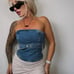 Zara top blouse denim jeans belt sleeveless bandeau