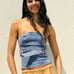 Zara top blouse denim jeans belt sleeveless bandeau