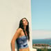 Zara top blouse denim jeans belt sleeveless bandeau