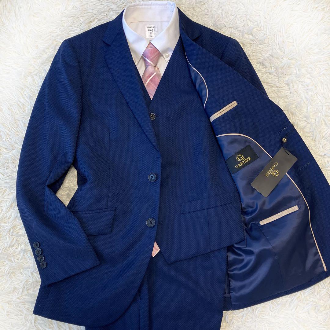 ✨ Tagged 2023 GARNIER 3-piece Suit, Navy, Unstructured