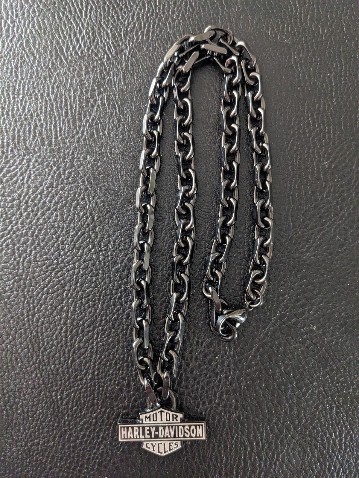 Men's Harley Davidson Black Stainless Steel Necklace