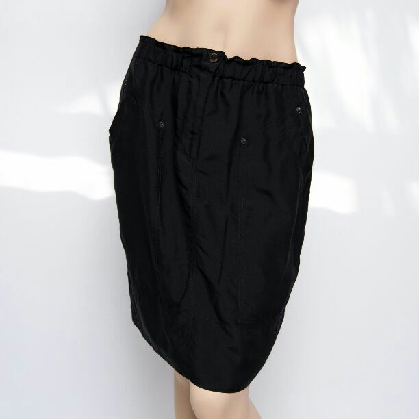 DKNY Black Silk Lined Pencil Skirt US10