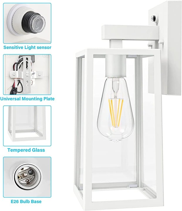 Outdoor Waterproof Wall Mount Lantern Lights Dusk to Dawn Sensor Wall Sconce